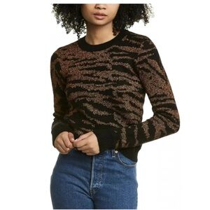 Pam & Gela Metallic Bronze Tiger Pullover Sweater